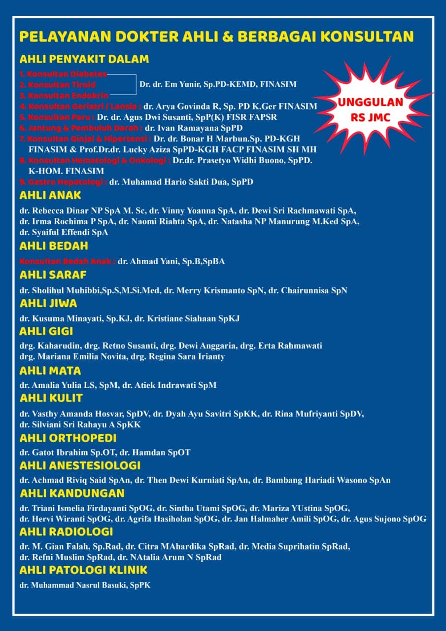 Poster MCU Ekonomis RS JMC, lembar kedua.