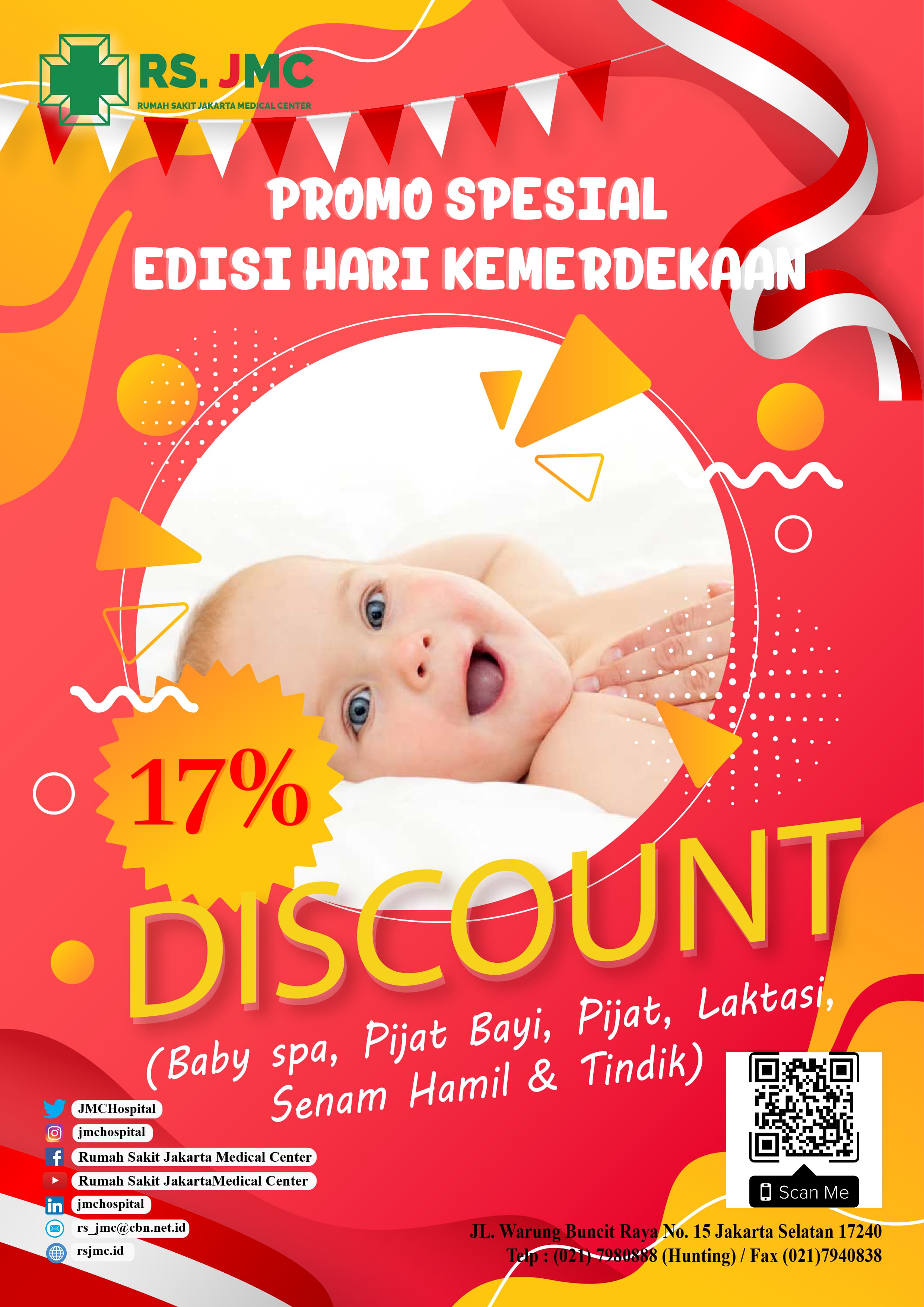 Poster promo layanan Baby Spa RS Jakarta Medical Center.