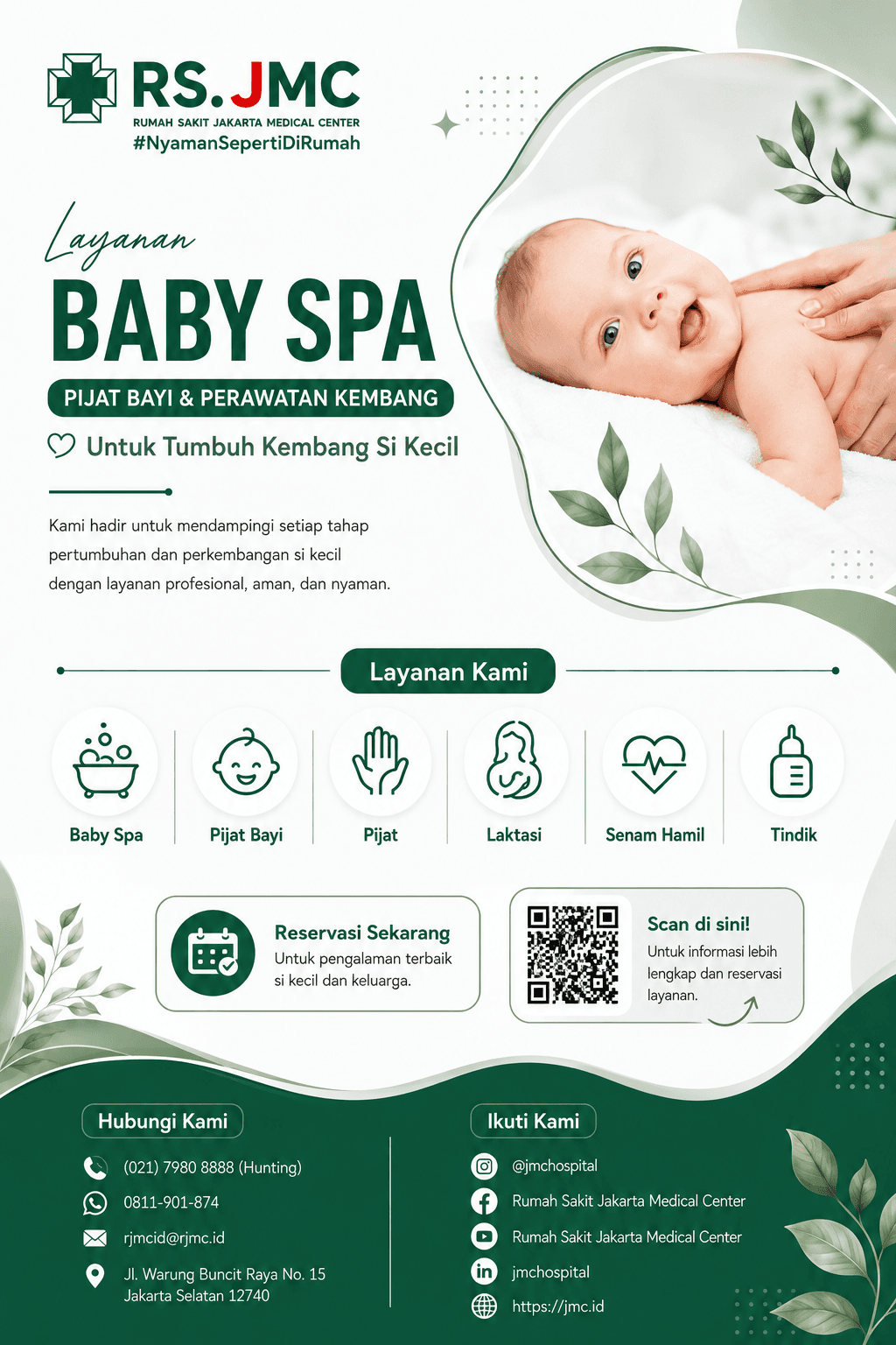 Poster promo layanan Baby Spa RS Jakarta Medical Center.