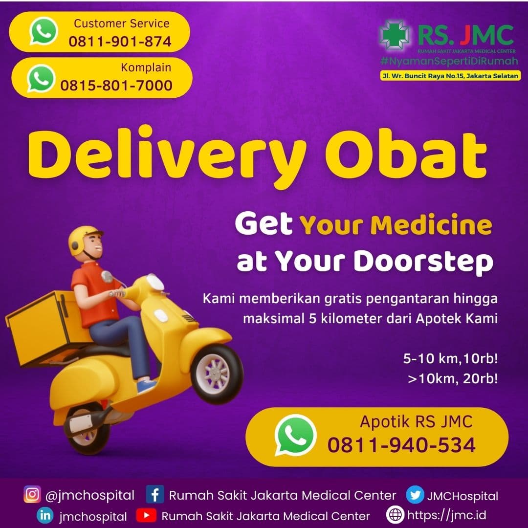 Poster layanan Delivery Obat RS Jakarta Medical Center.
